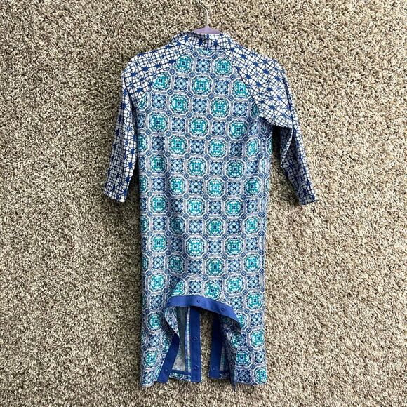 Coolibar Swimsuit Baby 12-18M Blue Tile UPF 50+ Beach Long Sleeve One Piece - Picture 5 of 5